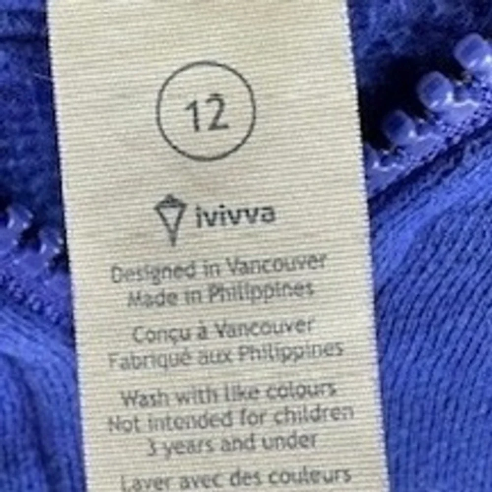 Ivivva by Lululemon Scuba Like Full Zip Sweaer size 12‎ Purple